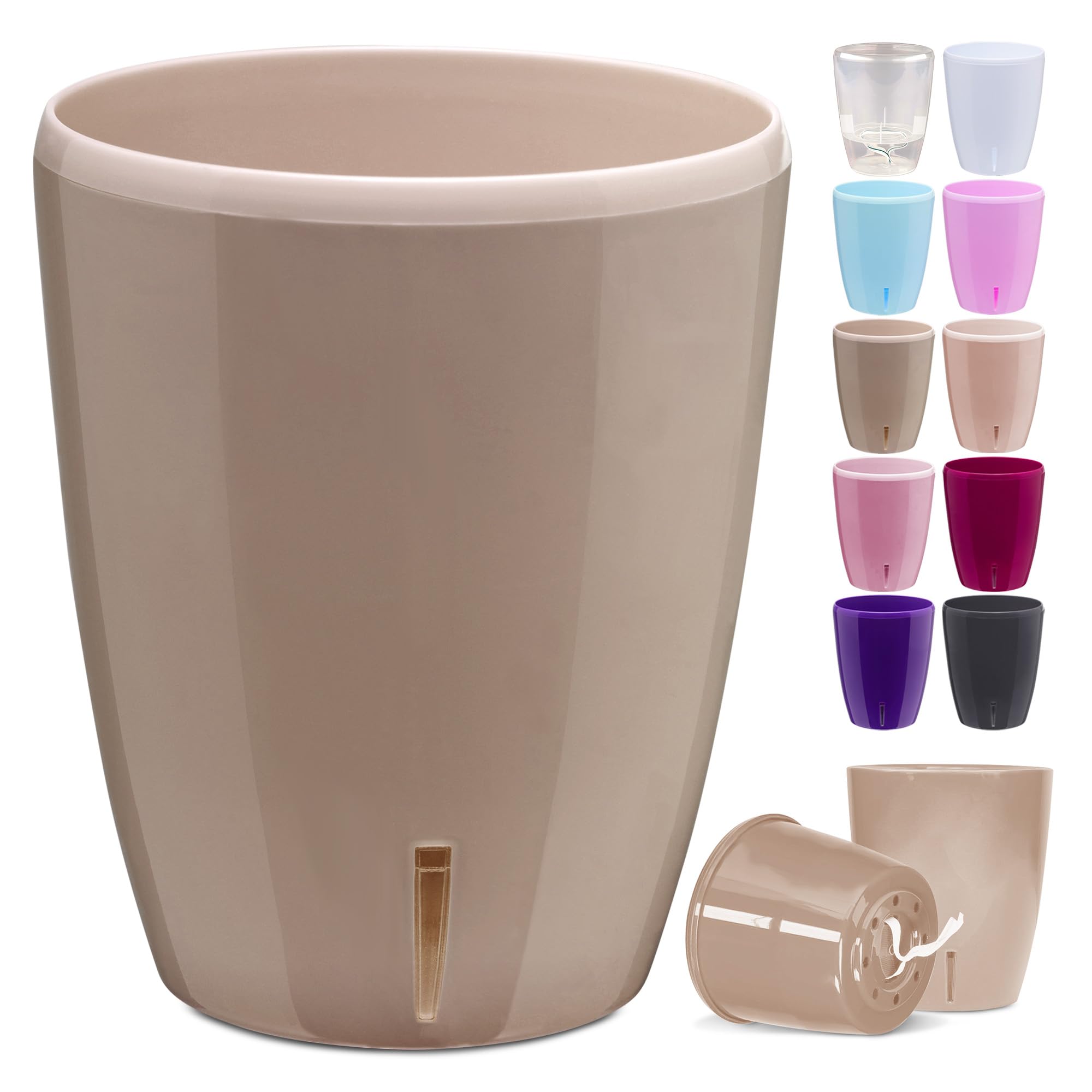 Happy Plants Orchid Pot 15 cm x 18 cm Self-Watering with Wick, Water Level Indicator, Sand, 2 Litres