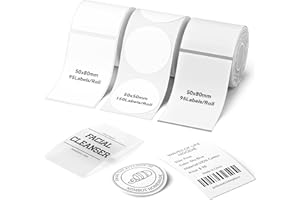 NIIMBOT Labels, 50x80mm White/50x80mm Clear/50x50mm White Round, for B1