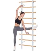 DHT Wood Stall Bar, Swedish Ladder Suspension Trainer with 9 Strategic Rods, for Home, Gym, School and Clinics, White