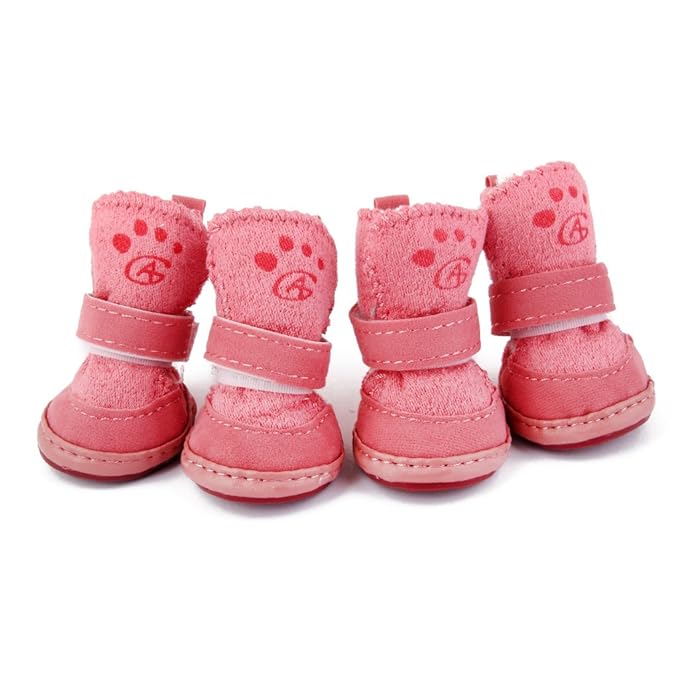 Generic Dog Puppy Cotton Rubber Shoes Winter Autumn Boots Pink