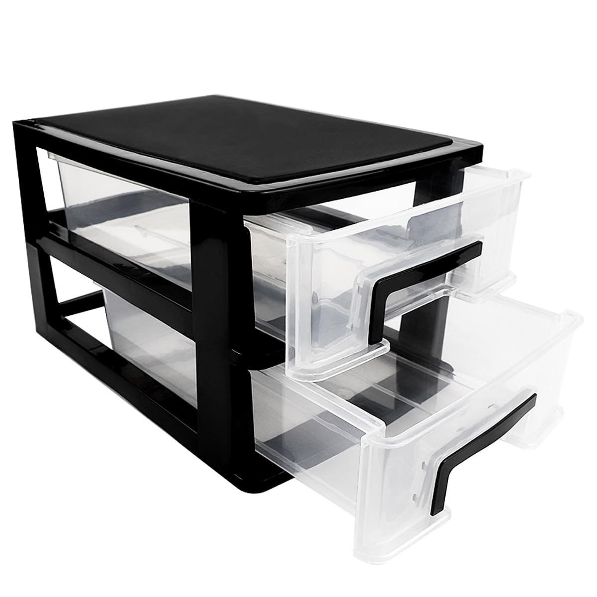 LNQ LUNIQI 2 Tier Desktop Organizer with Drawers,Plastic Drawer Type Closet,Cosmetics Jewelry Storage Box Multifunction Storage Rack for Bathroom,Dorm,Desk,Office
