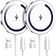 WRVVR for Apple Mag-Safe Charger 2 Pack, Magnetic Wireless Charger for iPhone 16 15 14 13 12 Pro Max Plus Mini, 15W Fast Charging Pad, for Airpods 3/2/Pro, Strong Magnet, Purple
