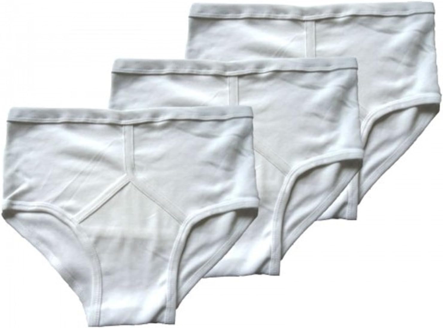LWS Mens 5 Star 100% Cotton Y-Fronts 3 Pack White (Small 1 EU)