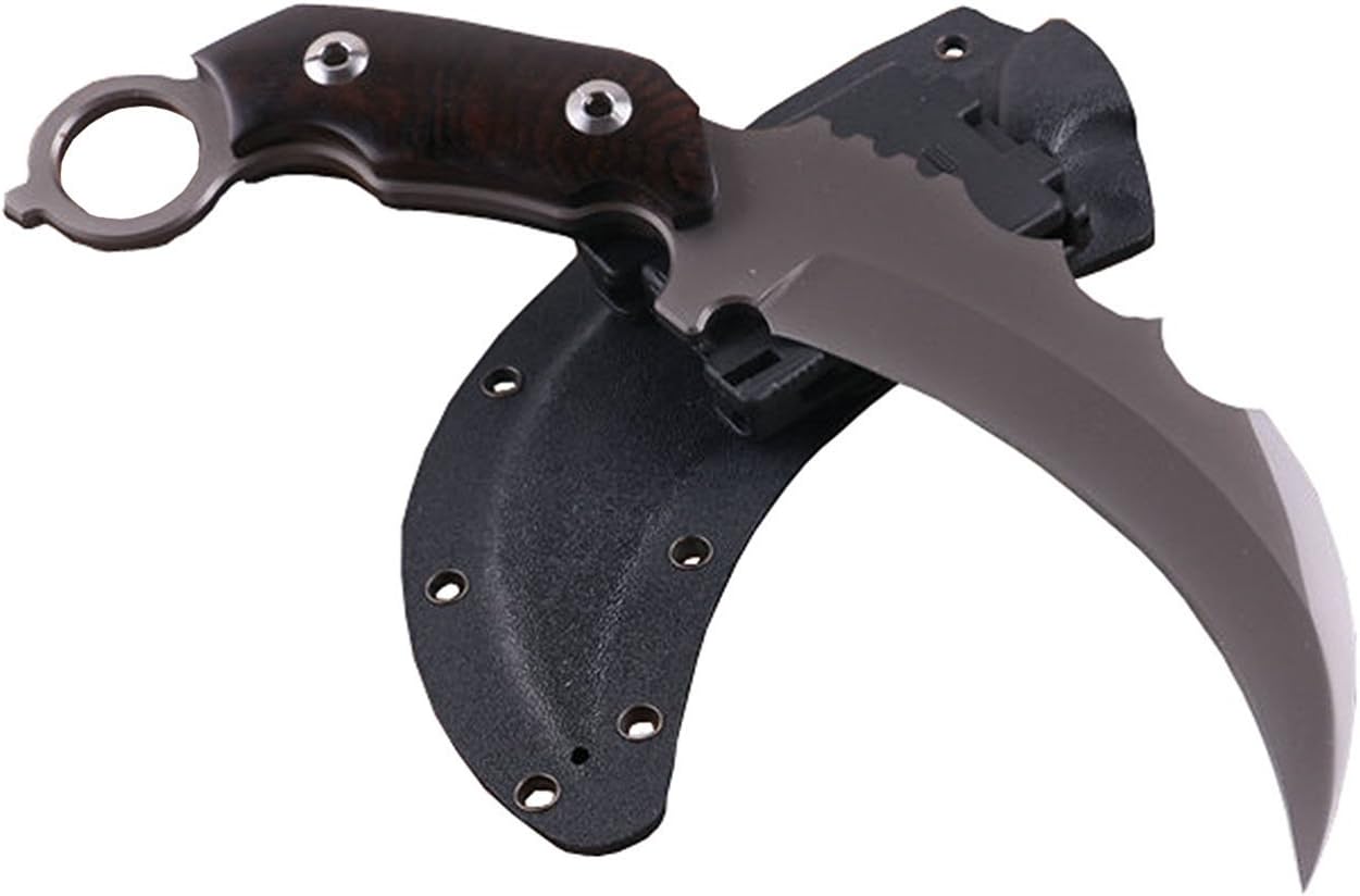 ANGINSTAR Outdoor Survival Tactical Knife Bear Finger D2 Titanium Fixed Blade Knife With Sheath