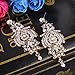 BriLove Women's Vintage Inspired Crystal Floral Chandelier Pierced Dangle Earrings Antique Gold-Tone Clear