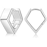 925 Sterling Silver 14k Gold Plated Chunky Huggie Hoop Earrings for Women - Small Square Hoops, Cute Thick Earrings, Trendy Jewelry Gifts