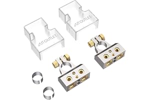 AUTOUTLET 2PCS Battery Terminals, 0/4/8/10 Gauge Heavy Duty Top Post Battery Terminal Connectors, Positive Negative Battery E