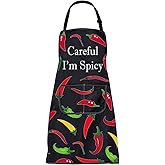 BNQL Chili Pepper Apron Hot Chilli Gifts Spicy Food Lover Gift Careful i'm Spicy Peppers Chilli Cooking Chef Apron