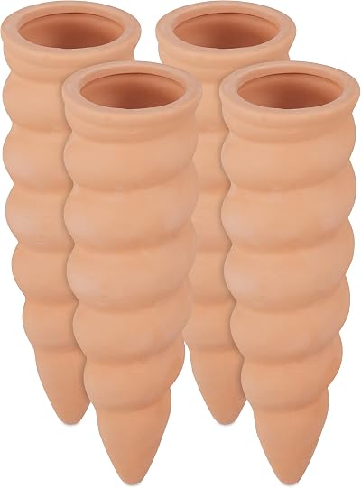 Relaxdays Clay Watering Cones Set of 4 Terracotta 1.5L Bottles