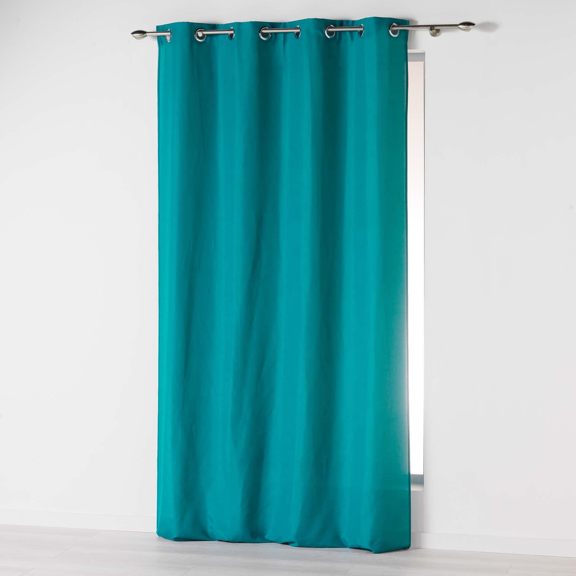 Douceur d'Intérieur Absolu Microfibre Curtain with Eyelets, Plain, Polyester, polyester, blue, 280 x 140 cm
