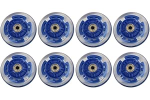 8 pack LED Inline Skate Wheels Self-Powered Flashing 82A PU, 64/70/80mm x 24mm with 8mm Bore for Roller Skates Scooters Strol