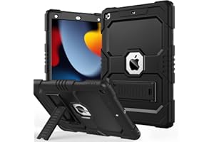OKP Case for iPad 9th/ 8th/ 7th Generation (2021/2020/2019), Heavy Duty 10.2 inch iPad Shockproof Rugged Protective Cover with Built-in Stand, Hard iPad 9 8 7 Gen Cases for Kids Girls Boys, Black