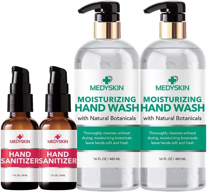 Hand Sanitizer and Hand Soap Set by Medyskin, Made in the U.S.A. (4 Piece)