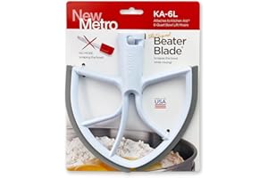 New Metro Design KA-6L Plastic Beater Blade works w/ most KitchenAid 6 Qt Bowl-Lift Stand Mixers, (Grey)
