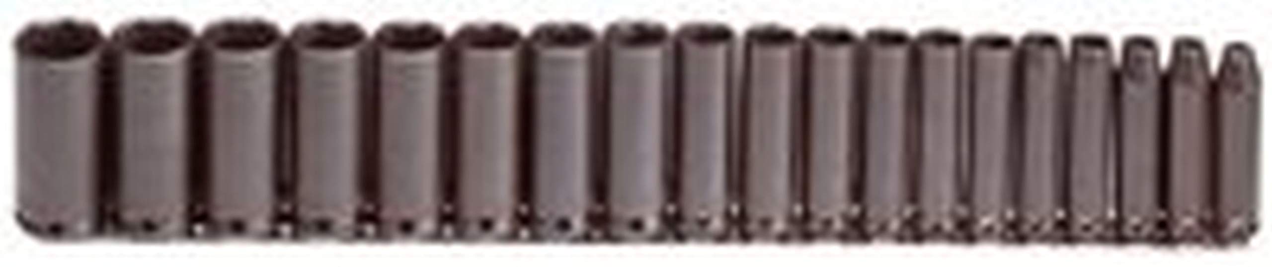 Proto J72216 3/8 Drive 19 Piece Metric Deep Socket Set - 6 Point Industrial Quality