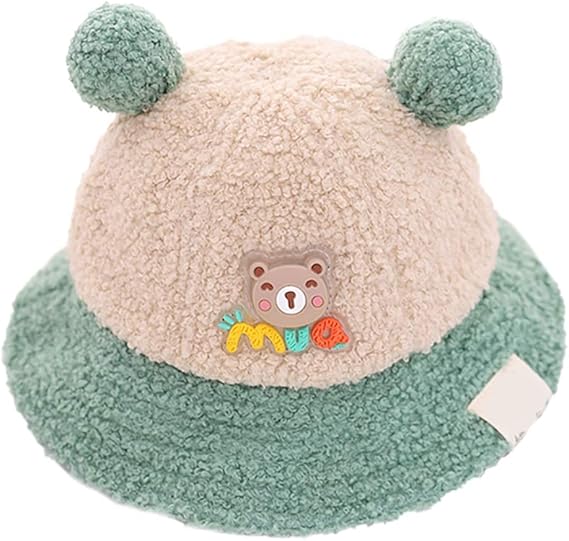 Children's Bucket Hats Autumn Winter Baby Solid Color Cartoon Cute Bear