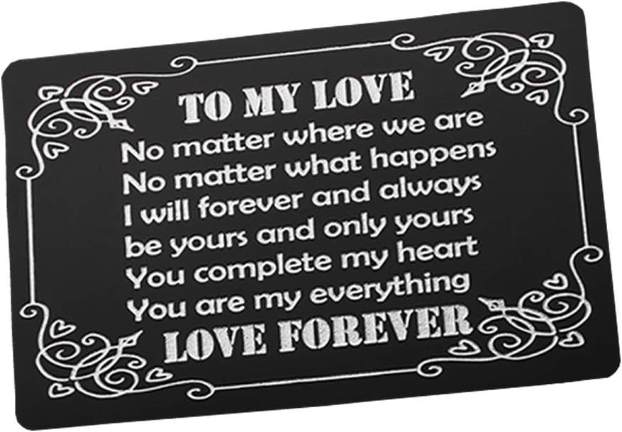 Engraved Wallet Inserts Make the Perfect Birthday Gifts for Men, Metal Wallet Card Love Note -To My Love - Mens Birthday Gifts Ideas, Gift for Birthday for Men, Husband, Boyfriend, Him