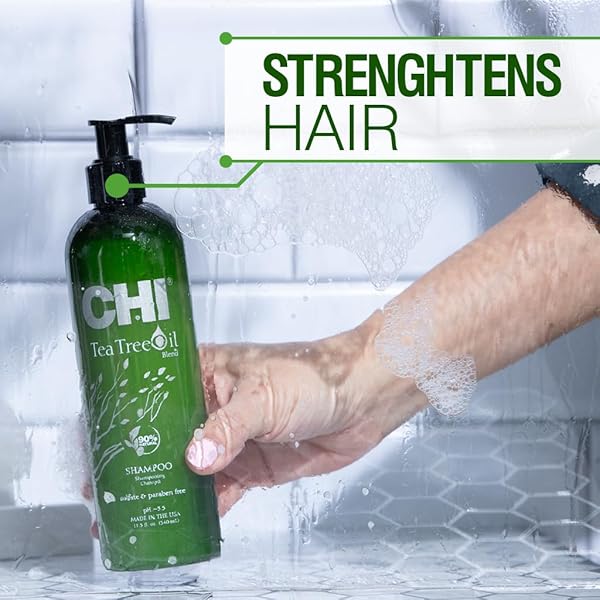 CHI TEA TREE OIL SHAMPOO, STRENGTHENING SHAMPOO FOR GENTLY CLEANSING HAIR & REMOVING IMPURITIES, SULFATE, PARABEN, & CRUELTY-FREE, 11.5 OZ
