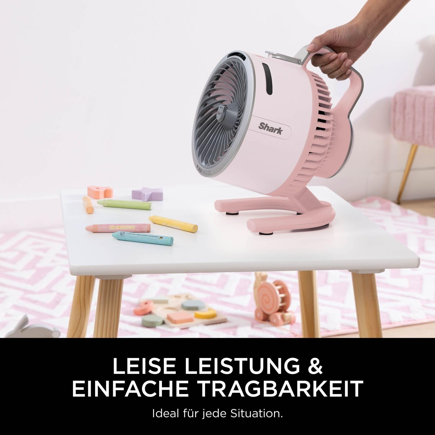 Shark FlexBreeze HydroGo Starker Ventilator mit Sprühnebel, Kühlung für drinnen & draußen, leise & langlebig, kabelgebunden & kabellos, kompakt & leicht, 5 Geschwindigkeiten, Quartz FA050EUPK 6