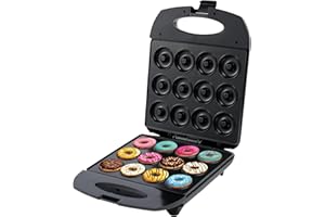 MICROPION Mini Pancakes Maker, Mini Donut Maker Machine for Breakfast, Snacks, Desserts & More With Non-stick Surface, Cake Machine, Double-Sided Heating Makes 16 Doughnuts(D)