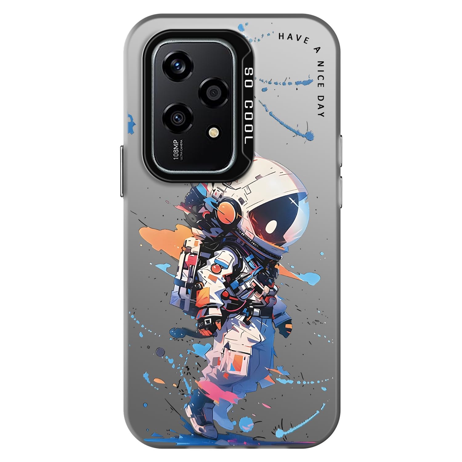 YUXING Case for Honor 200 Lite 5G with Flower Animal Graffiti Art Pattern Design Black Back Cover Slim Thin Shockproof Bumper Protective Case, Astronaut