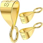Deozu 3 Pcs Pendant Clasp for Necklace, Necklace Pendant Clasp, 925 Sterling Silver Jewelry Making Supplies, Bails for Jewelry Making, Bracelet (Gold)