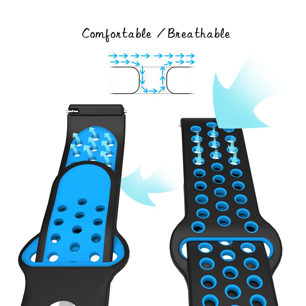 Accessories for Fitbit Blaze Band Strap,Gel Soft Silicone Replacement Sport Band for Fitbit Blaze Smart Fitness Watch (Black&Blue, 5.1-6.9 inch)