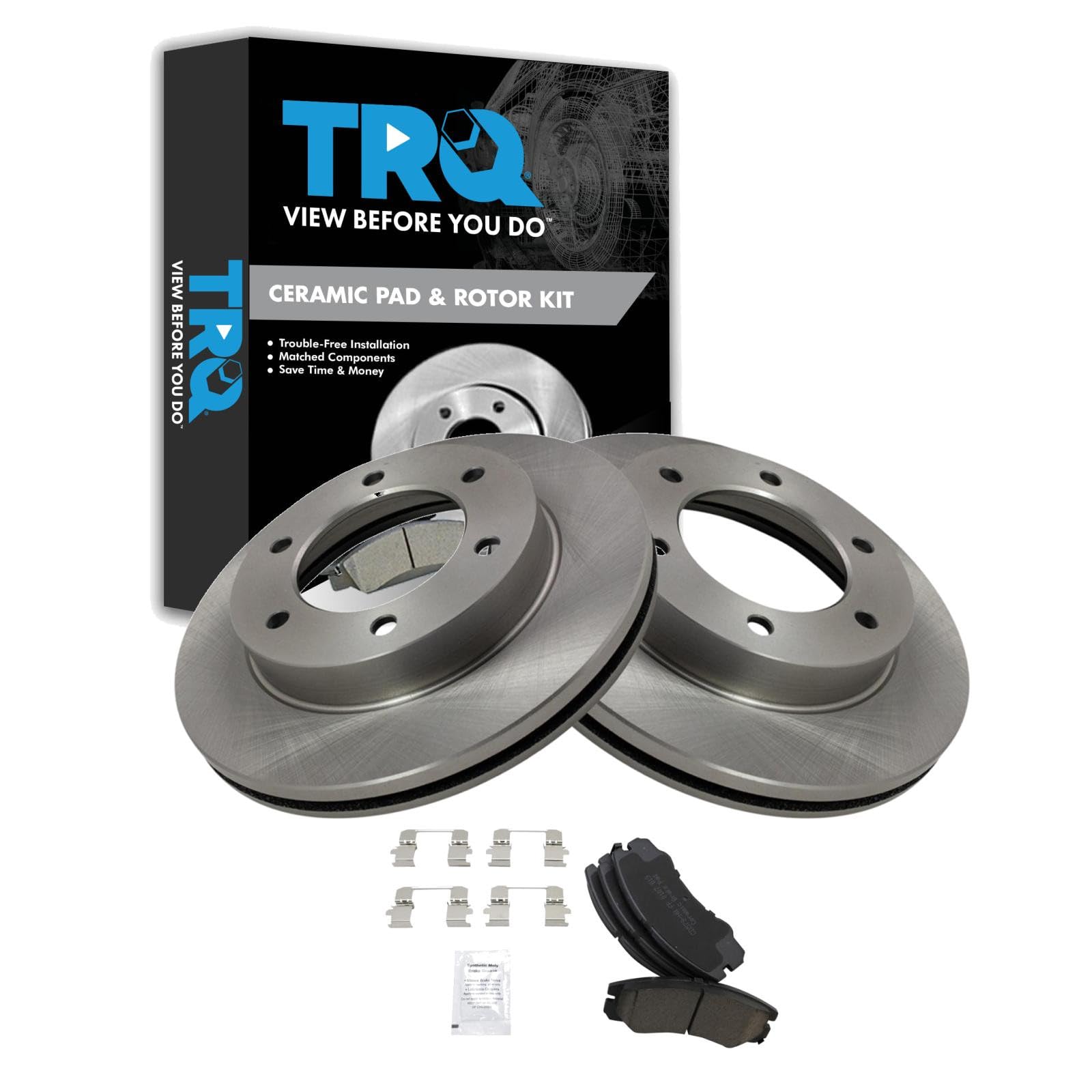 TRQ Front Brake Pad and Rotor Set Ceramic Compatible with 2002-2004 Isuzu Axiom Image
