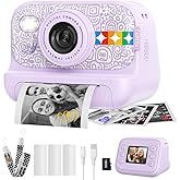Instant Print Camera for Kids, Birthday Gifts for Girls and Boys Ages 3-12 - 1080P Video Camera for Kids, Gift Ideas for Boys Ages 3 4 5 6 7 8 9 10 11 12 - Girls' Gifts for Christmas/Holidays (Purple)