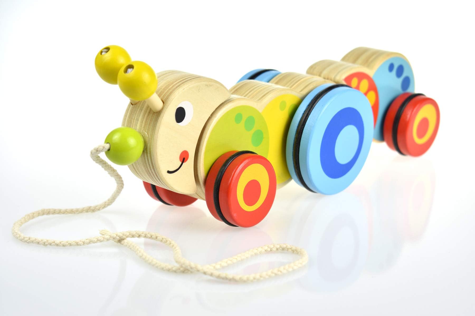 Tooky Toys TKC419 Wooden Pull Along Caterpillar