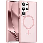 RALEAVO for Samsung Galaxy S25 Ultra Case Strong Magnetic Case [Compatible with Magsafe] Slim Shockproof Protective Phone Cover for S25 Ultra Phone Case with Translucent Hard Back,Pink