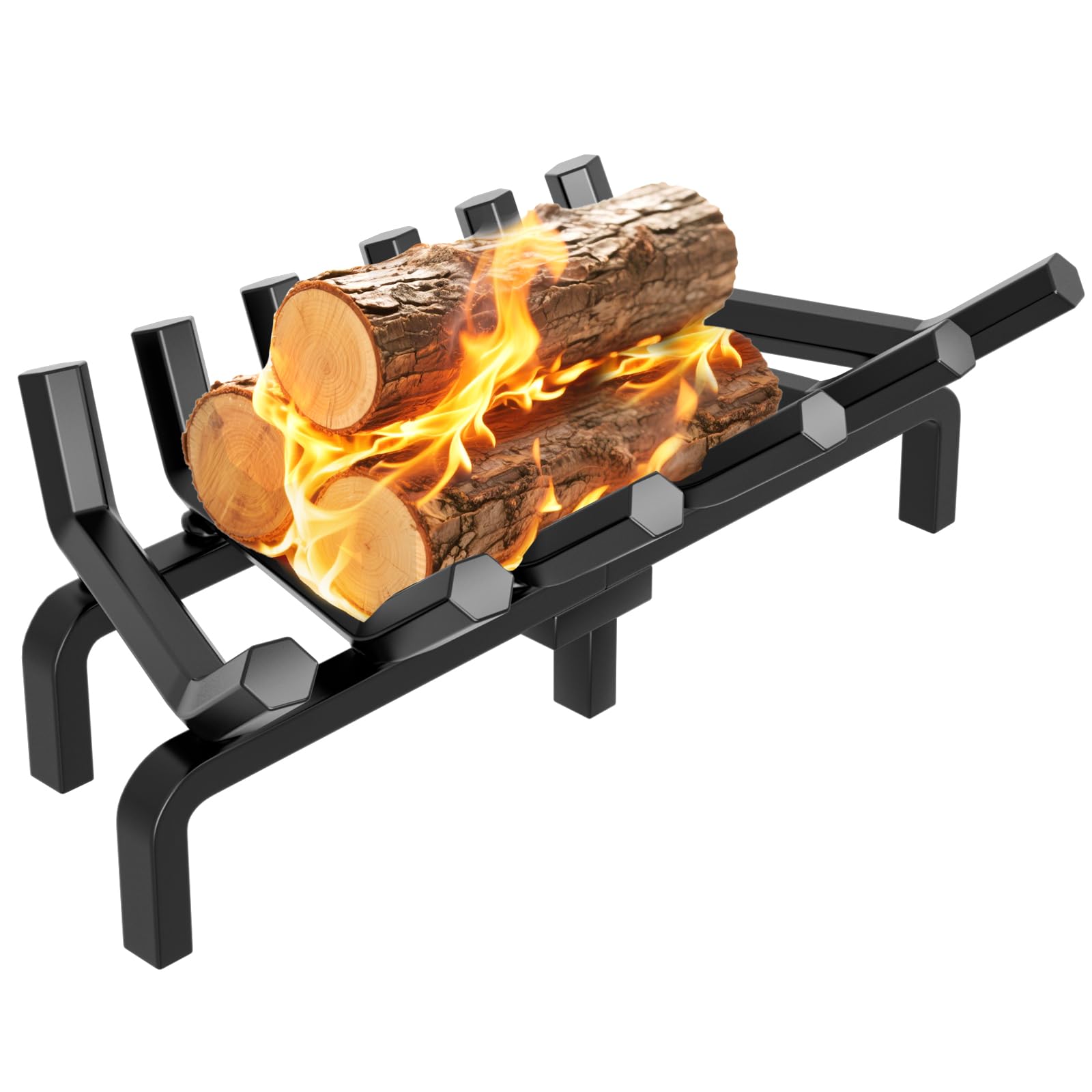 Photo 1 of AMAGABELI GARDEN & HOME Fireplace Log Grate 24 Inch Wide Heavy Duty Solid Steel Indoor Chimney Hearth 3/4 Bar for Outdoor Kindling Tools Pit Wrought Iron Wood Stove Firewood Burning Rack Holder