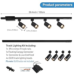 Hiiglxii 4-Light LED Track Lighting Kit with 3.3FT