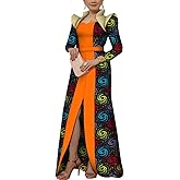 African Traditional Dresses for Women Long Sleeve Ankara Print Dashiki Party Dresses Elegant Lady African Evening Gown