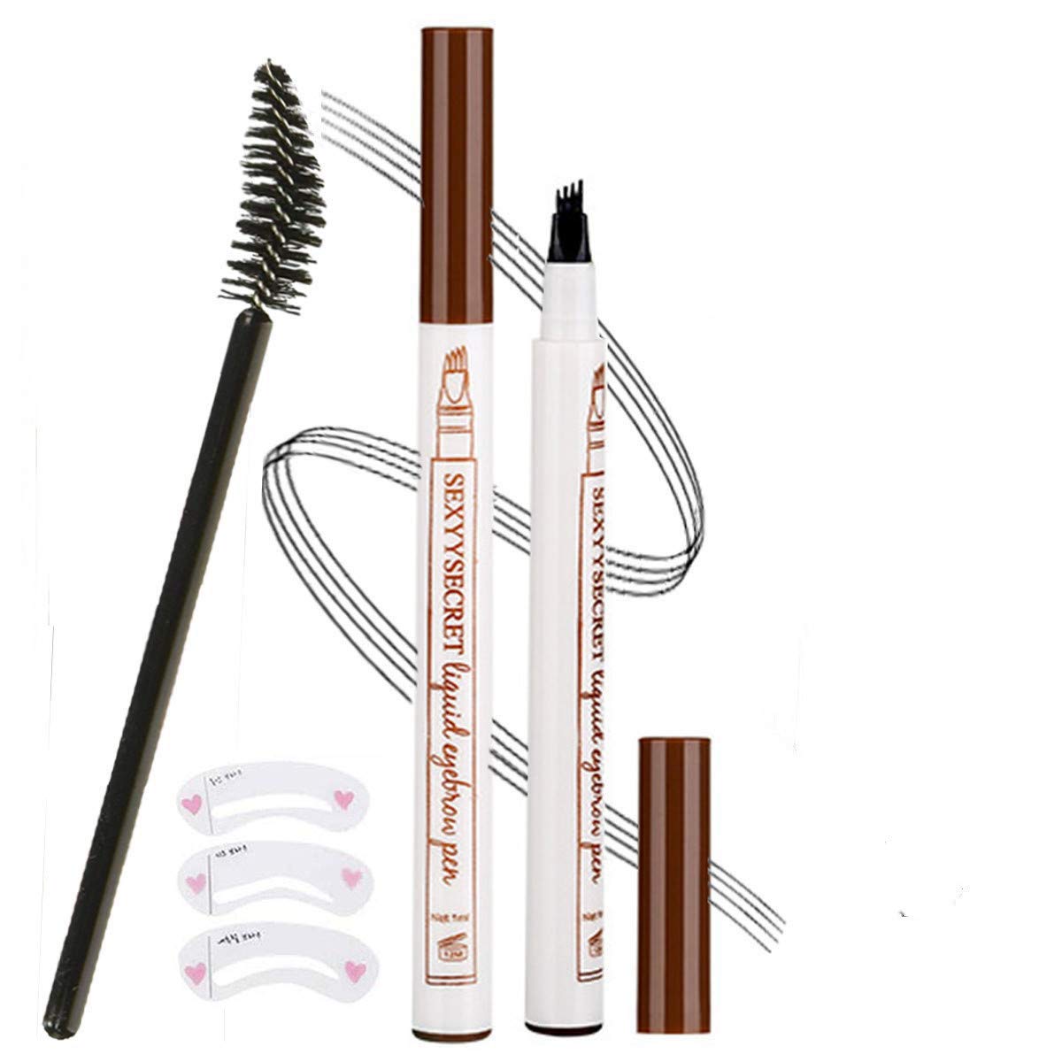 Tattoo Eyebrow Pen, Microblade Brow Pencil Long-lasting Waterproof Smudge-proof for Eyes Makeup Effortlessly Stays on All Day With Eyebrow Applicator (Chestnut)