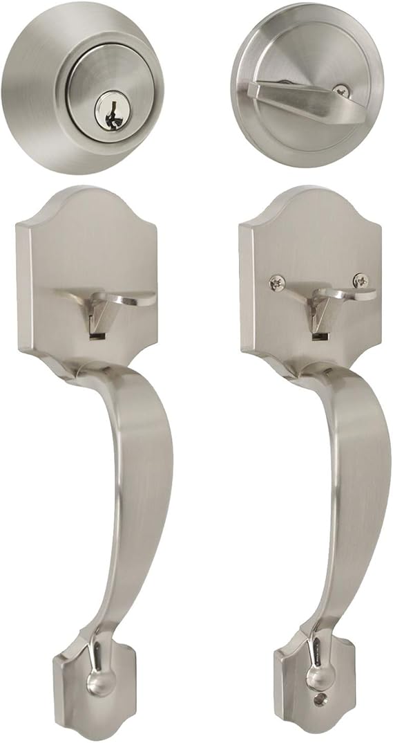 Brushed Nickel Door Handle With Lock Image to u