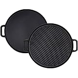 Cast Iron Reversible Grill/Griddle,12-Inch Double Handled Cast Iron Stovetop Grill/Griddle