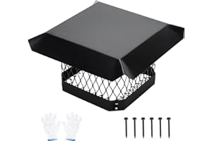 GoCampDirect Chimney Cap 9x9Inch - Chimney Cover for Outside Galvanized Steel | Fireplace Rain Caps with Hood Plate | Chimney Flue Cover Fits Existing Tiles with Adjustable Metal Screws & Gloves