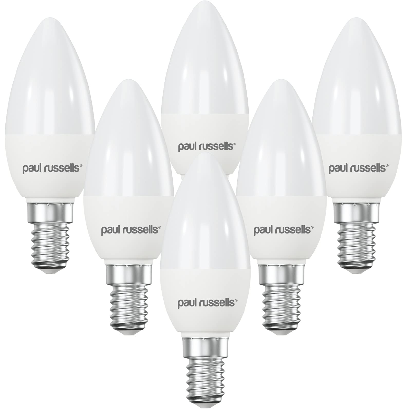 Paul russells LED Light Small Edison Screw E14, 40watt Equivalent, 4.9W 470LM LED Bulbs, 2700K Bright Warm White, Frosted C35 SES Candle Energy Saving Non-Dimmable Chandelier Lightbulbs, 6 Packs