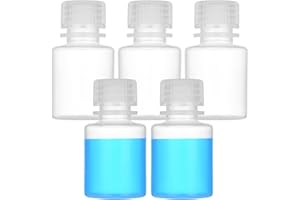 LZHNB 1oz/30ml Plastic Sample Bottles with caps, Wide Mouth Reagent Bottle with Lids Leak Proof Containers Water Sample Bottles for Laboratories, Travel(5Pcs)