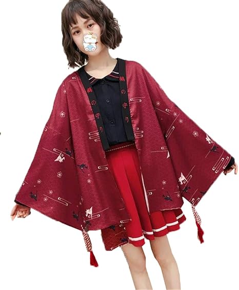 Amazon サユム レディーズ 春夏 カーディガン 上着 トップス 森系 日系 和風 原宿風 羽織 折り鶴柄 ファッション 学園風 アウトウエア ゆったり レッドf カーディガン ボレロ 通販