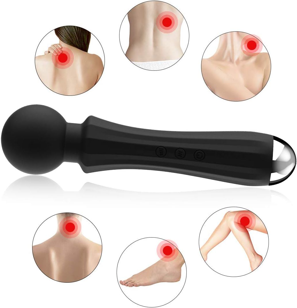 Power Wand Massager, Wireless Handheld Magic Massager 20x Multi-Speed Vibrations Rechargeable, Muscles Neck Shoulder Back Leg Foot (Black): Health & Personal Care