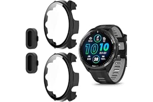 2 Pack for Garmin Forerunner 965 Smartwatch Screen Protector Hard PC Case, Full Coverage HD Ultra-Thin Anti-Scratch Protectiv