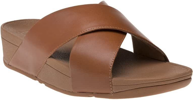 Amazon.com | FitFlop Women's Lulu Cross Slide Sandals-Leather | Slides