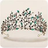 Rannyrena Gold Crystal Tiaras and Crowns for Women Leaf Design with Rhinestone Bridal Queen Crown Princess Headpiece Hair Accessories for Birthday Wedding Pageant Party Prom