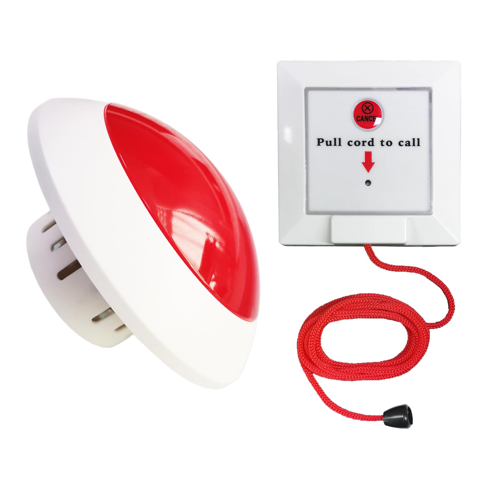 CYSSJF Disabled Toilet Alarm Kit (1 SOS Pull Bell+1 Receiver) | Audible&Visual, 1.5 m Red Emergency Pull Cord | For Hospital, Nursing Home,Hotel | Emerg Call for Accessible Toilet/Bathroom/Washroom
