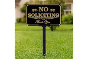 DXSIGN Large No Soliciting Sign with Stake,14 x 10 Inch 40-mil Thick Aluminum,37 Inch Long Adjustable Height,Outdoor Metal No Soliciting Yard Sign for House/Front Door and Business