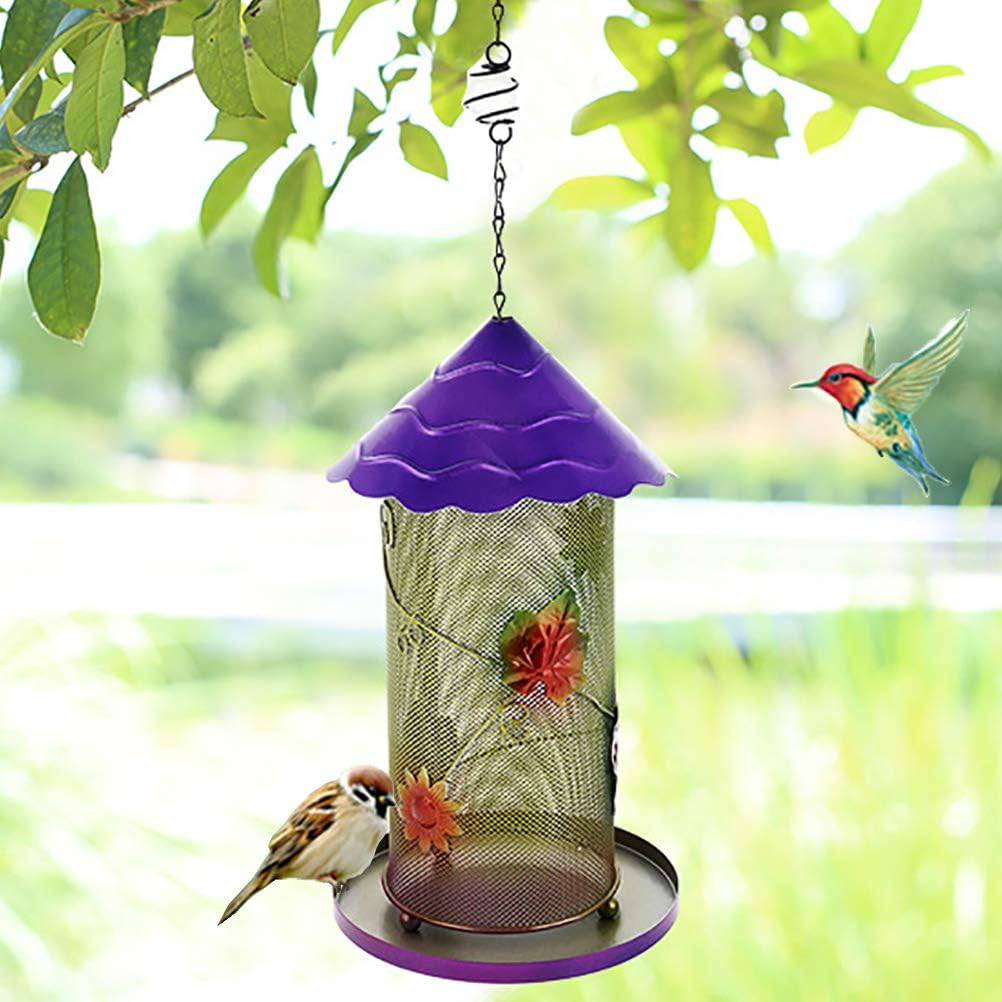 Zhyaj Garten Vogelfutterhäuschen - Hängefeste Eichhörnchenfutterhäuschen - Sonnenblumendekoration + Glasperlen - Metall