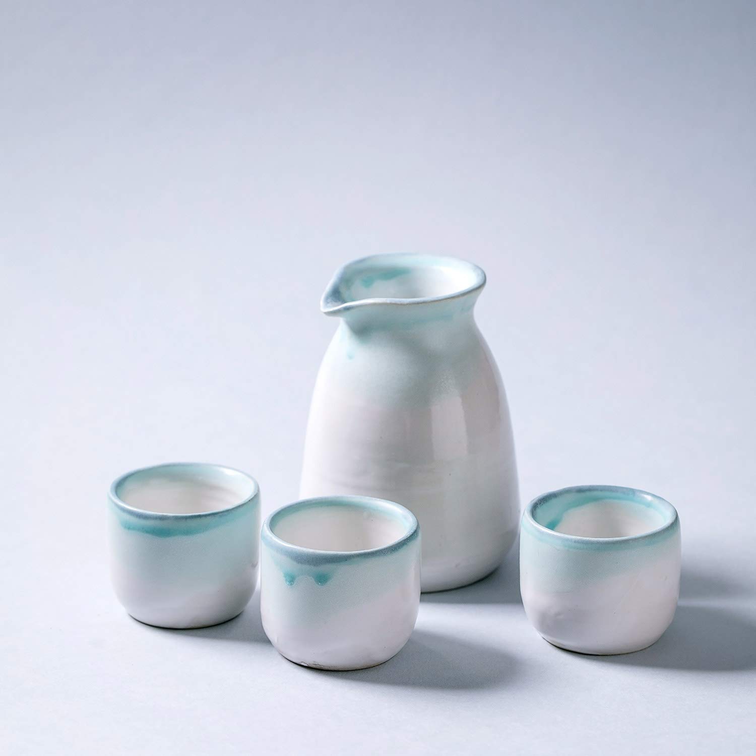 Handmade Sake Set 4 piece sake set Japanese Small Sake cups Pottery