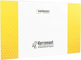 Paint it Red Bienenwachs-Kerzen selber Machen | 100% reines Bienenwachs aus Deutschland | DIY Bastel-Set für 5 Kerzen aus Bienenwachsplatten | Mit Deko-Band und Ausstechformen (wachsmann_gelb)